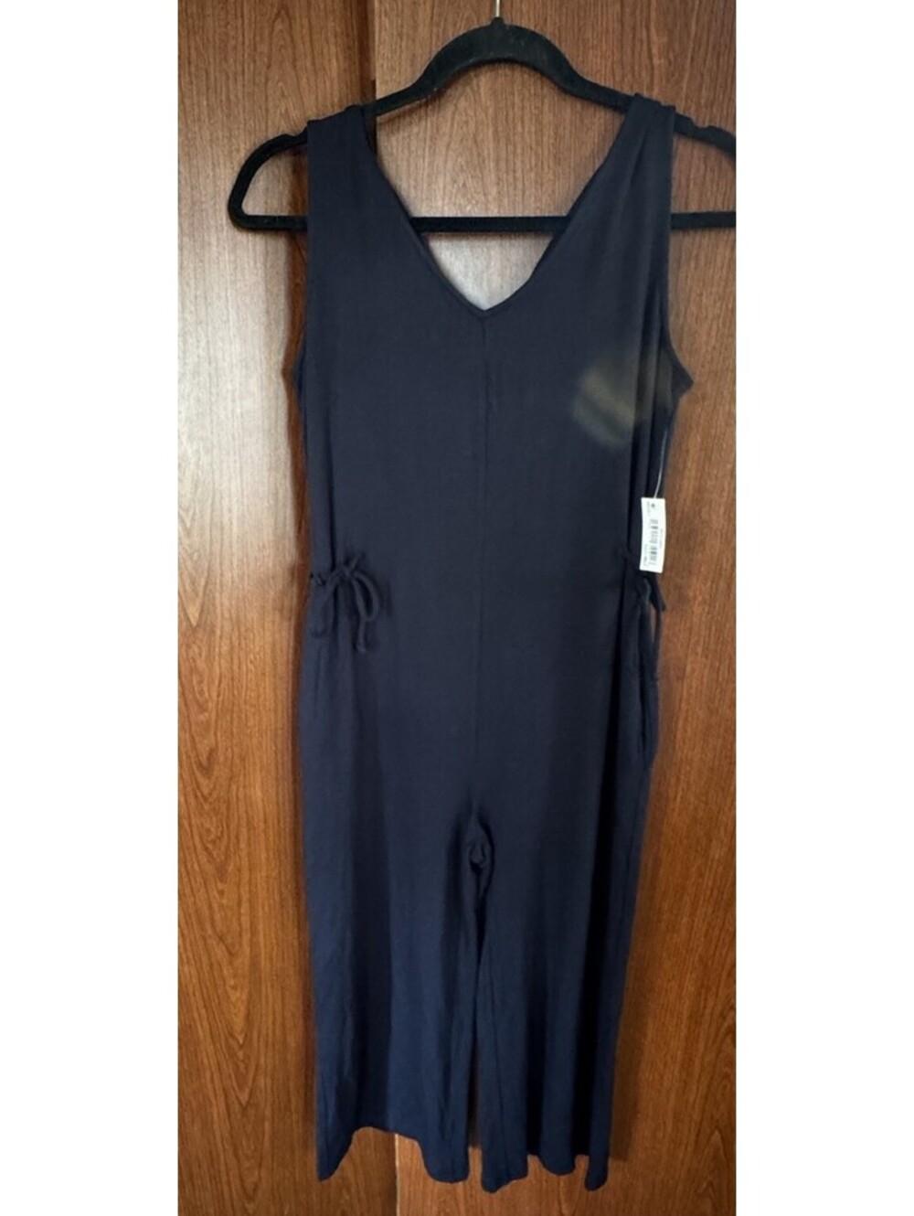 Daily Ritual Womens M Navy Sleeveless Jumpsuit Wide Leg Pockets NWT
